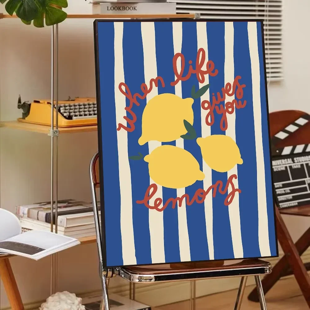 الحد الأدنى لا دولتشي فيتا الليمون قماش المشارك الفاكهة الليمون الطازجة جدار الفن لغرفة المعيشة الحديثة غرفة نوم بار مقهى وديكور المنزل l