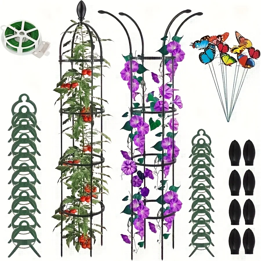 

Obelisk Trellis for Climbing Plants Outdoor 6.6ft, Garden Tower Trellis for Potted Plants Indoor with Twist Tie, Clips and Butte