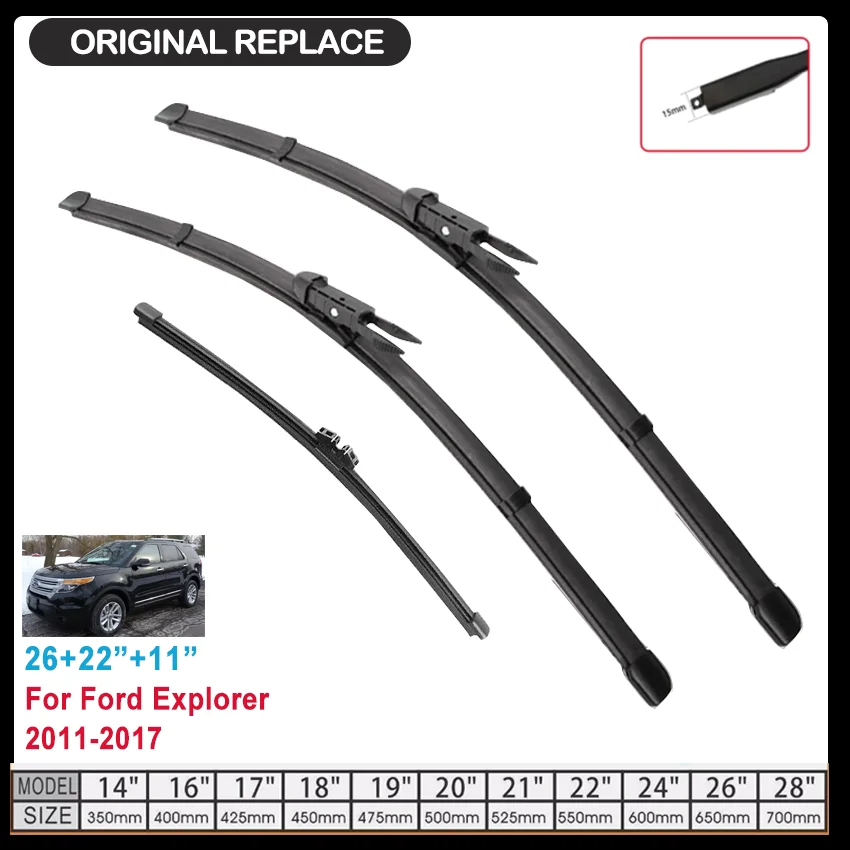 Car Wiper Set For Ford Explorer 2011-2017 Front Rear Wiper Blades Brushes Auto Accessories 2011 2012 2013 2014 2015 2016 2017