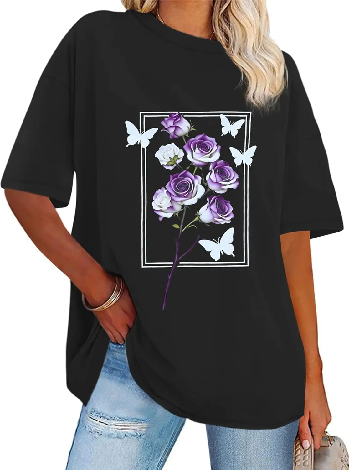 

Женская футболка большого размера с рисунком 2025-26, летняя 100% мягкая хлопковая футболка с круглым вырезом и коротким рукавом, свободная посадка Y2K, винтажные повседневные уличные топы