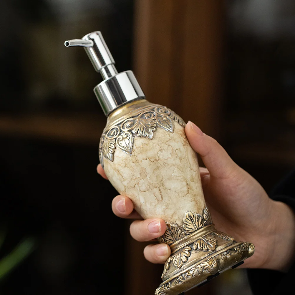 

Shower Gel Dispenser Bottle European Retro Pattern Agate Color Refillable Leak-Proof Shampoo Lotion Container Dispenser Bottle