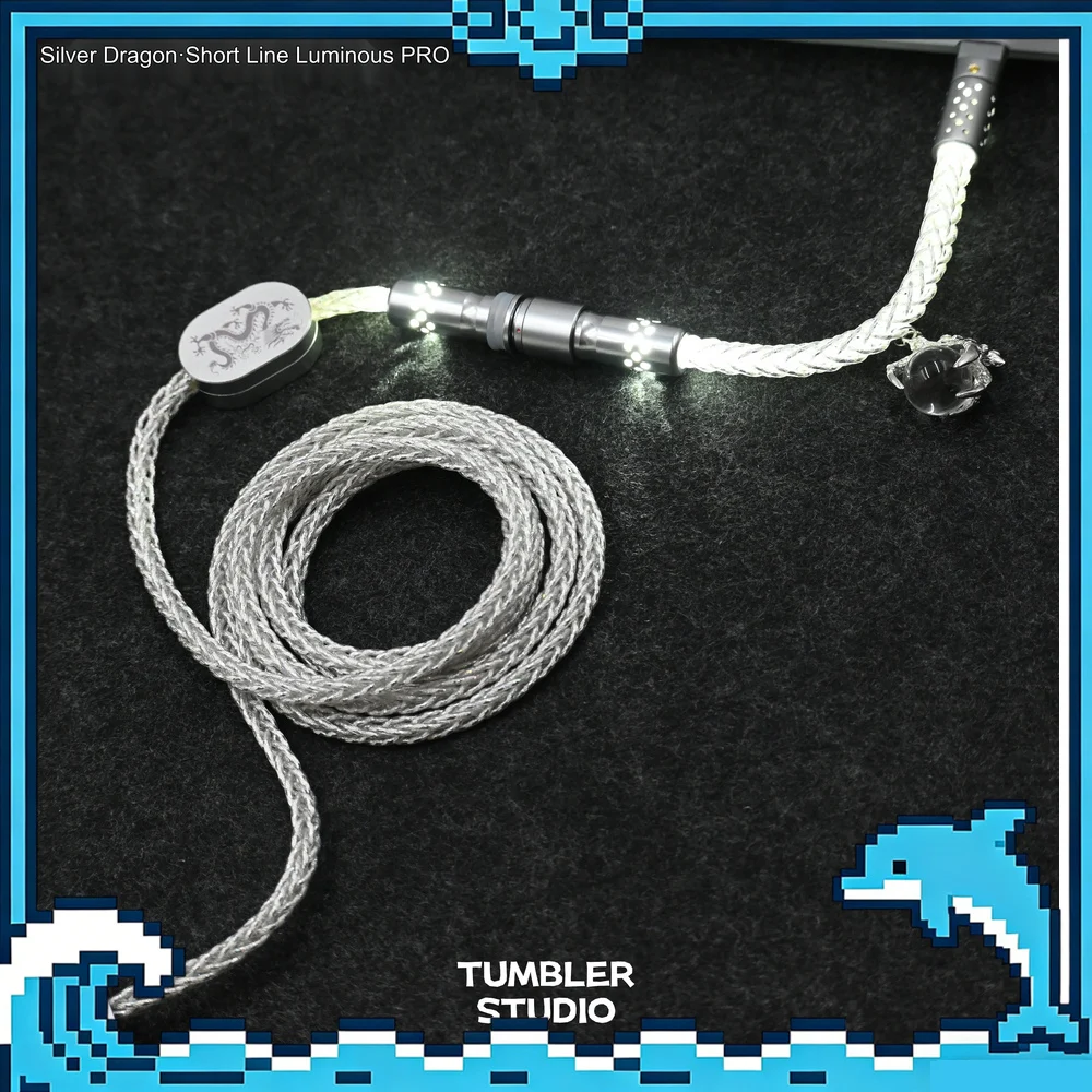 Tumbler Studio Silver Dragon Red Dragon Theme 8K Single Crystal Copper Custom Mechanical Keyboard Aviator Cable Coiled Cord