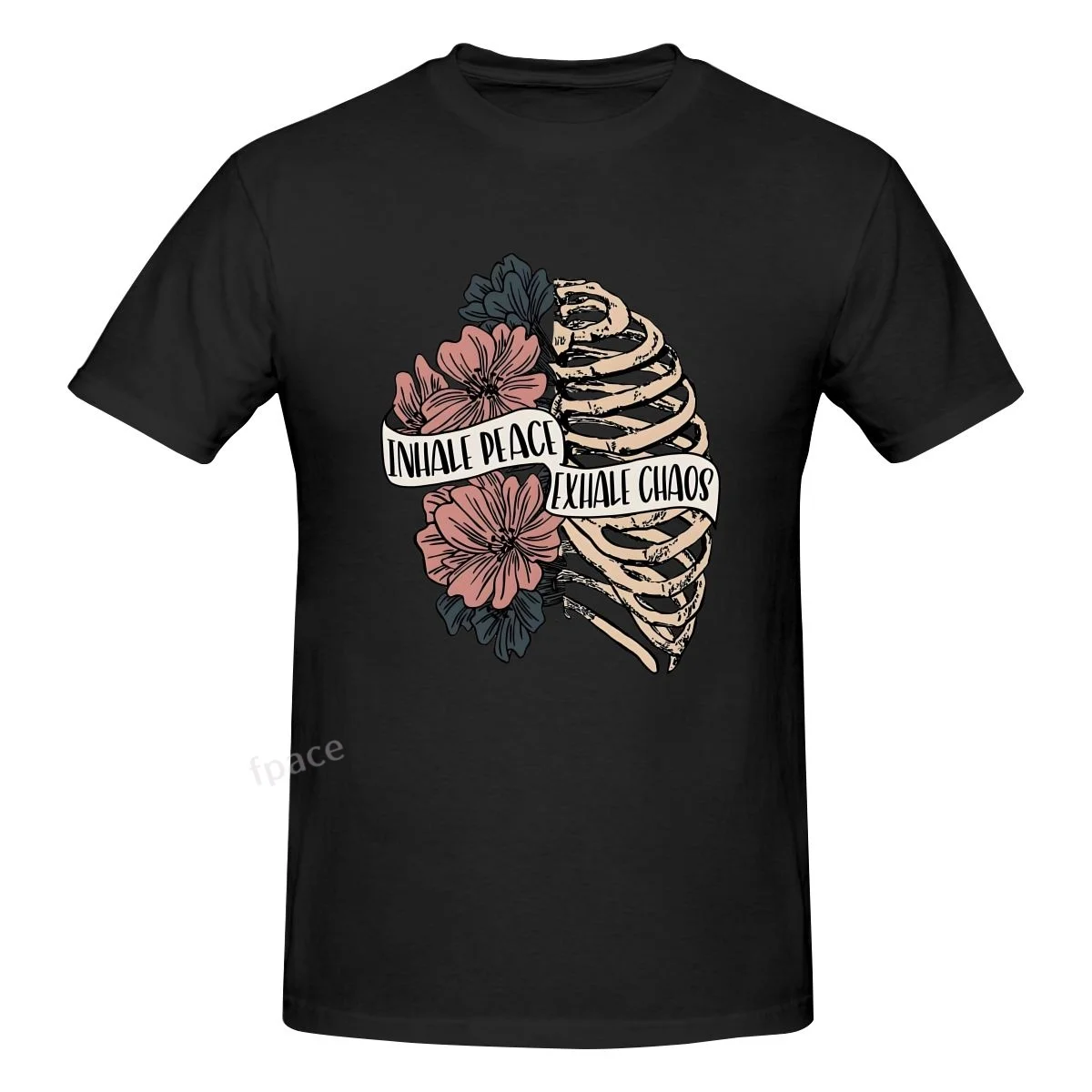 

INHALE PEACE EXHALE CHAOS Casual Cotton Summer Men Clothing Tops Men's Basic Short Sleeve T-Shirt