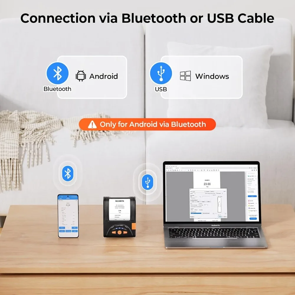 

Принтер чеков Bluetooth, мини-беспроводной термопринтер POS 58 мм для ресторана, портативный для Android/Windows