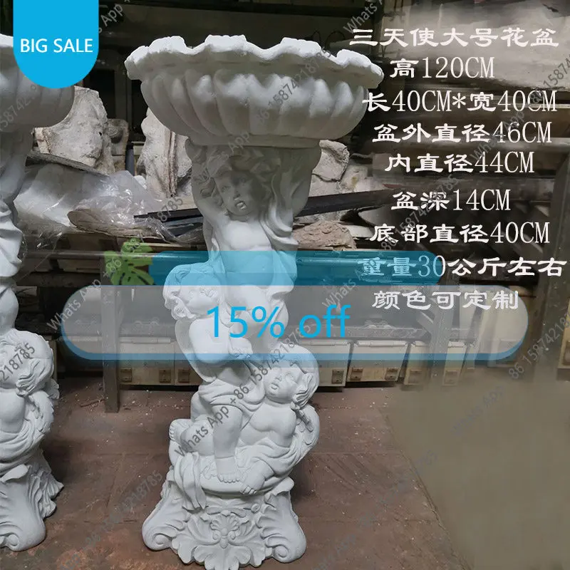 Yy Outdoor Lady Flower Pot Courtyard Garden, European Landscape Flower Pot Outdoor Floor Sculpture Bonsai Creative Ornament