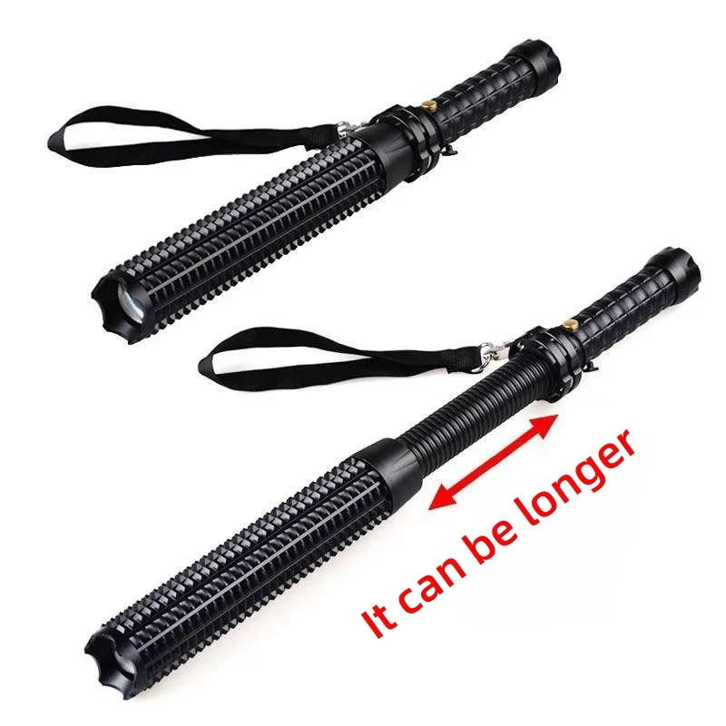 Super Long Spike Series 800M Tactical Flashlight 18650 USB Rechargeable Lamp Self-Defense Telescopic Zoom Torch Portable Outdoor