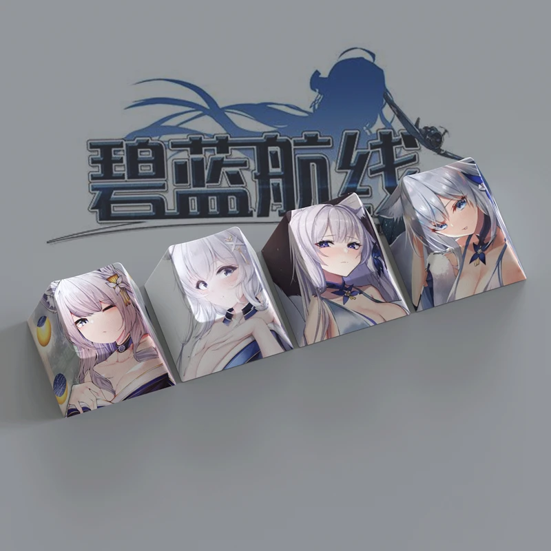 4 مفاتيح/مجموعة Azur Lane Agir Unicorn Enterprise Helena Azuma Keycaps PBT 5 جوانب صبغ Subbed قبعات المفاتيح الكرز الشخصي R4 الارتفاع #2