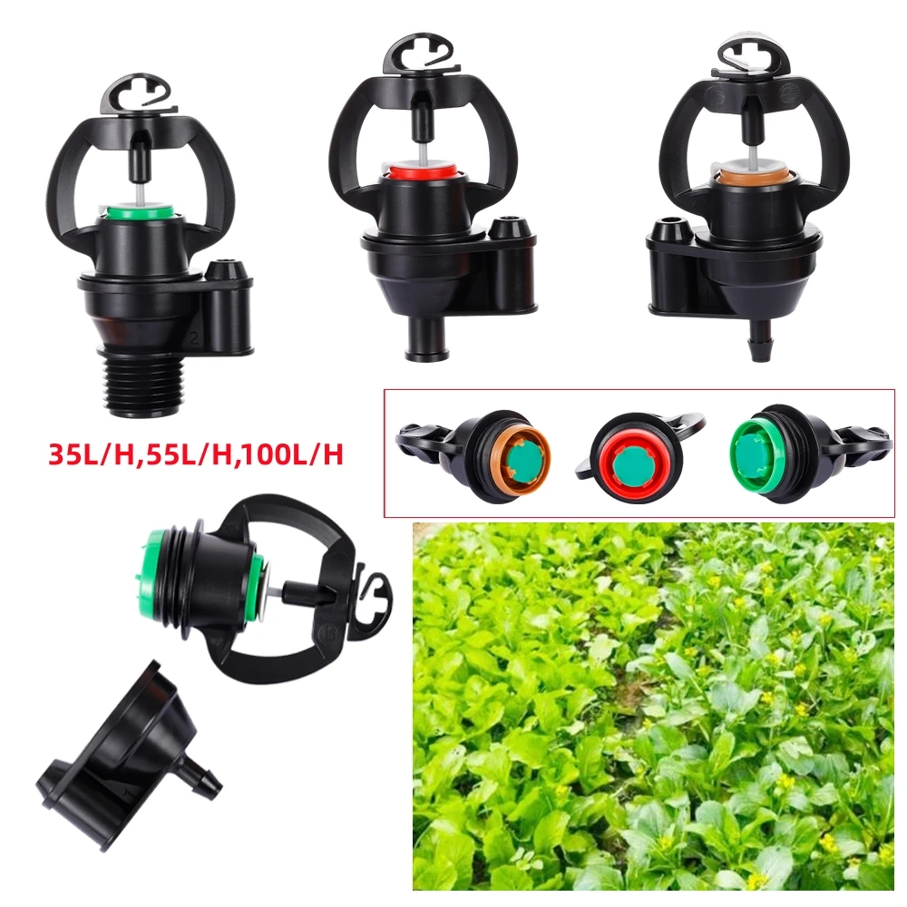 

Капельницы с компенсацией давления 35/55/100 л/ч с ограничительной полосой для регулировки расхода, для систем капельного орошения садов и фруктовых садов, микроспринклеры