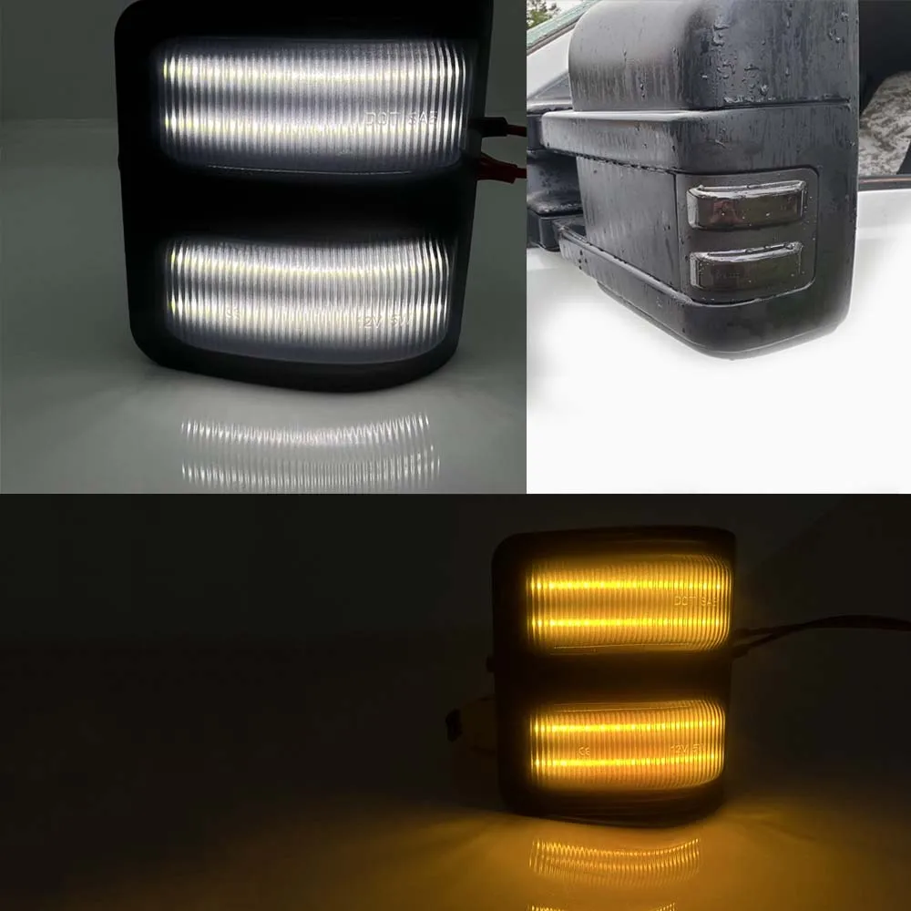 CANbus ไฟเลี้ยวกระจกด้านข้าง LED สีเหลือง/สีขาวสำหรับ2008 2009 2010 2011-2016ฟอร์ด F450 F350 F550 Super Duty