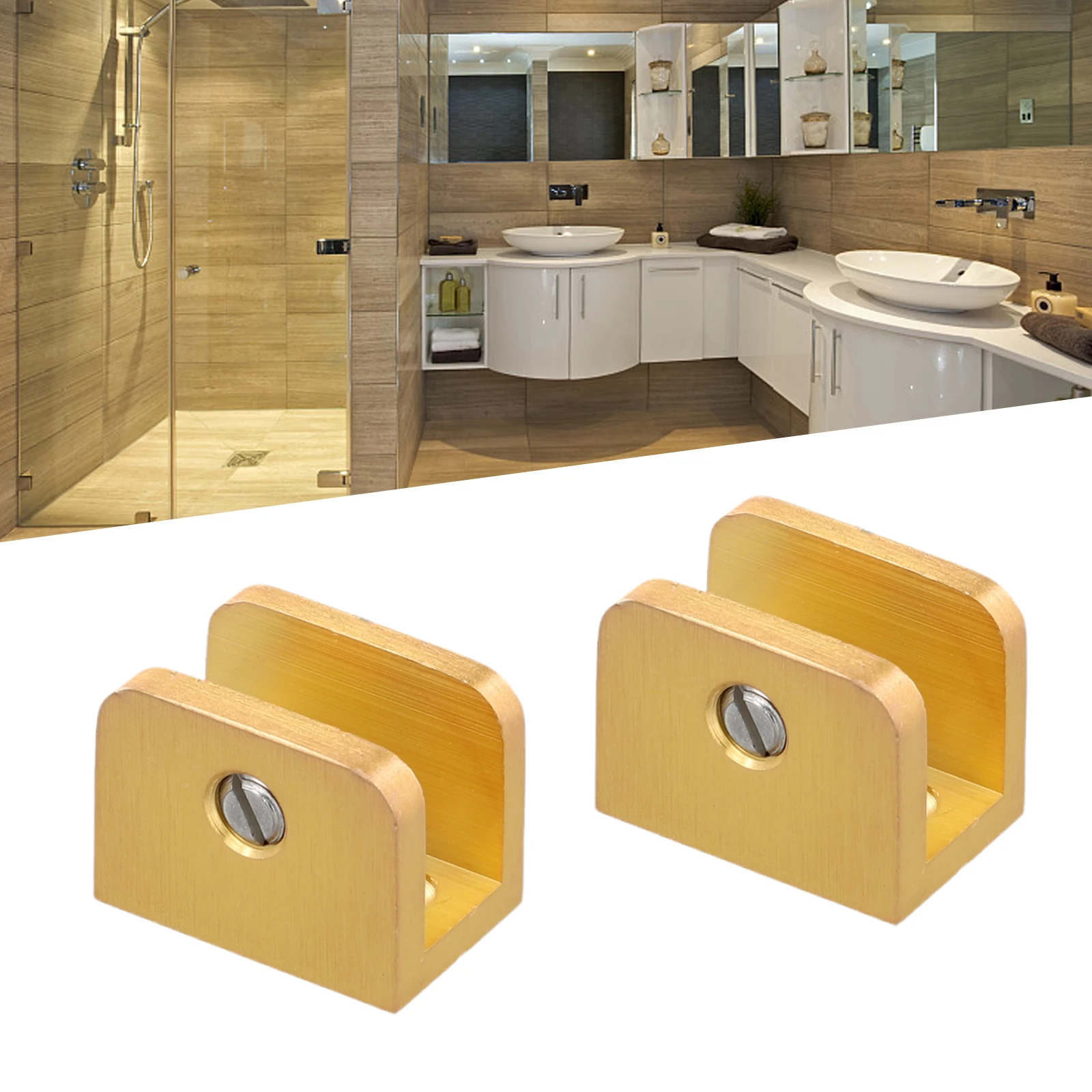 2pcs Glass Shelf Support Clamp Brackets Clip Gold Shelves Wall Mounted Wall Cabinet Home  Hardware For 8mm-12mm Glass