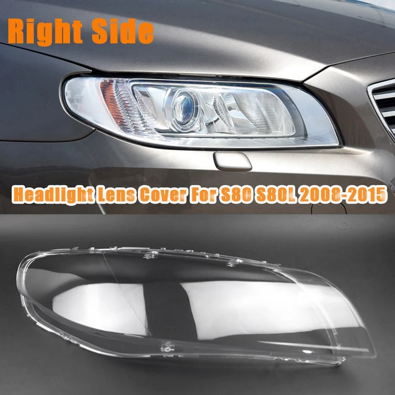 1Pair Left&Right Car Headlight Lens Cover For Volvo S80 S80L 2008-2015 Front Headlamp Lampshade Lamp Shell Cover Clear