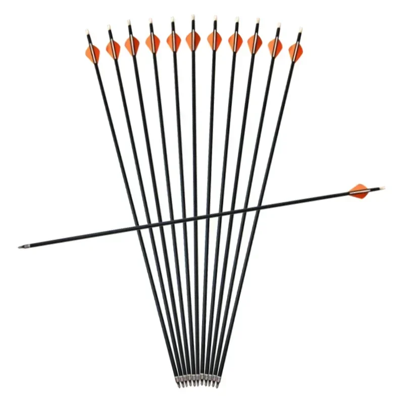 

6/12pcs Archery Arrow for Compound/Recure Bow Mixed Carbon Arrow Spine 500 ID6.2mm Replaceable Arrowhead Tip for Hunter Shoot