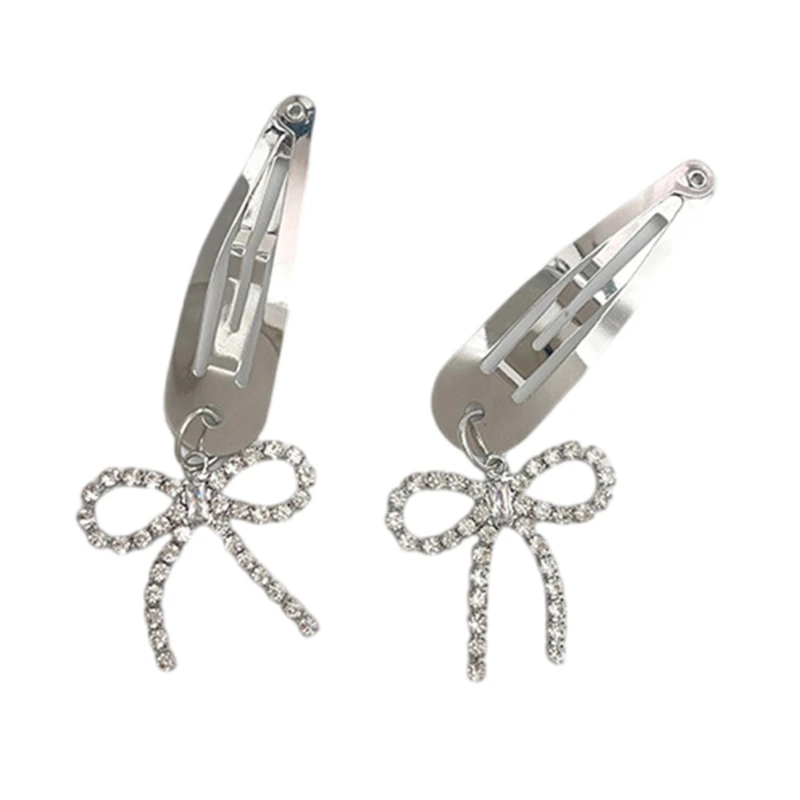 1pc/2pcs fermaglio per capelli con pendente Bowknot perle estate copricapo metallico per ragazza che scatta foto da