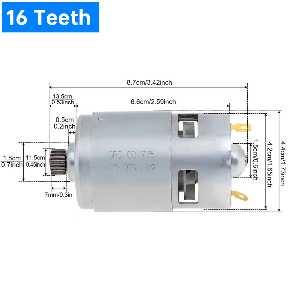 RS775 DC Motor 11/16Teeth 18V High Power Reciprocating Saw Micro Motor for Electric Saber Handheld Cutting Lithium Electric Saw