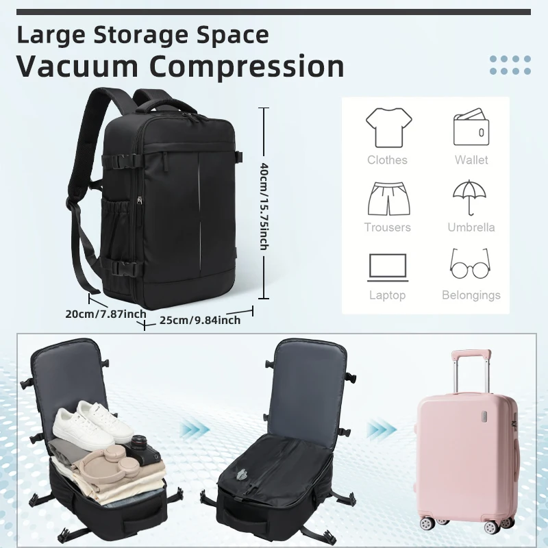 Ryanair Approved Vacuum Compression Backpack, 15.6