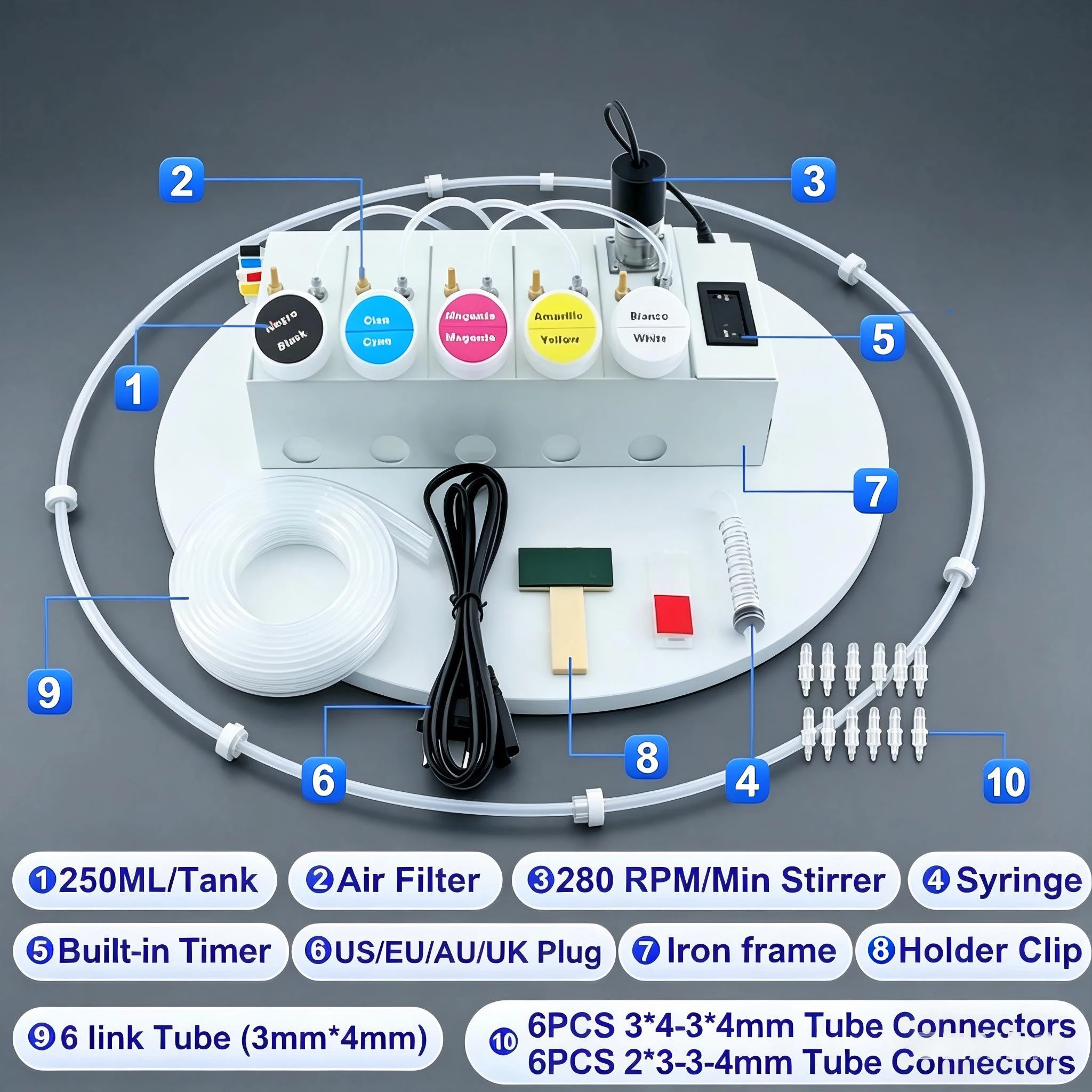 ET8550 XP15000 DTF CISS Ink System Convert DIY Kit Universal White Ink Tank Stirrer For Epson L18050 L8050 L18100 L805