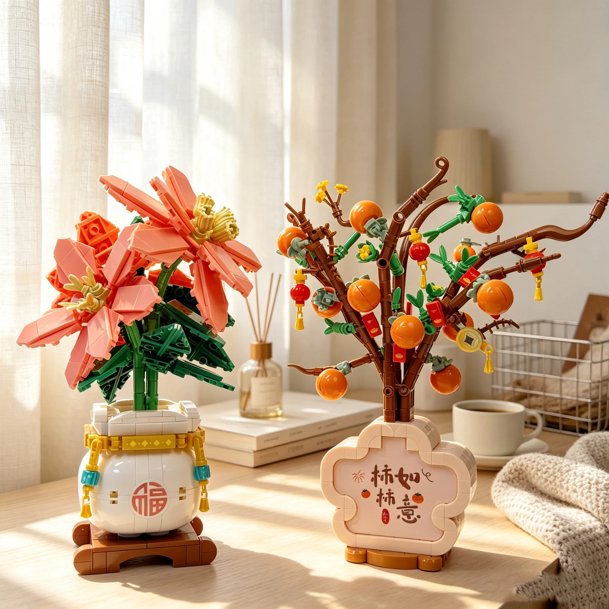Flower Building Block Set, Magnolia/Bamboo Building Blocks, DIY Potted Plant Model Kit, Adult Building Block Set, Home and Office Decoration, Adult Gift, Artificial Plant Building Blocks with Vase, DIY Potted Plant Building Blocks, Artificial Plant Series, Desktop Decoration, Women's Birthday Gift, Feng Shui Plant Building Blocks, Creative Home Decoration, Mom Gift, Mother's Day Gift