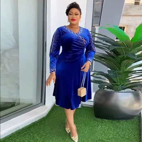 Imagen 2 del producto Vestidos de fiesta de boda africanos de talla grande para mujer, novedad de 2025, vestido de noche Dashiki Ankara, traje elegante turco, bata, ropa africana