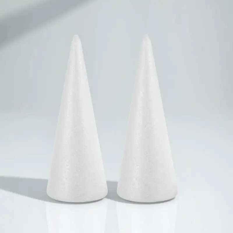 

2Pcs White Polystyrene Foam Cones for Crafts DIY Cake Stand Flower Arrangement Christmas Ornament Cone Craft Ornament