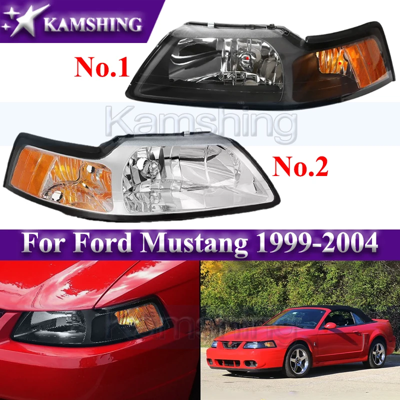 

Kamshing 1pair US Version Front Bumper Headlight For Ford Mustang 1999-2004 Head Light Headlamp Head Lamp