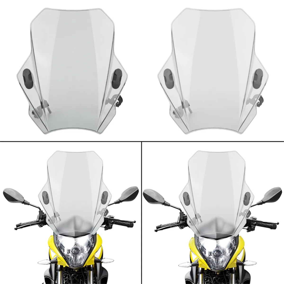 Front Wind Deflectors Windscreen for Yamaha MT07 MT09 HONDA CBR600RR CB1000R GXSR 600 750 BMW Ducati 40x37cm Clear