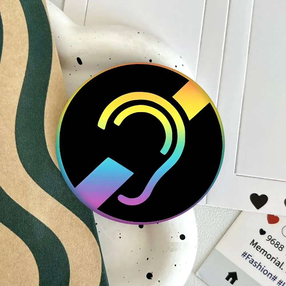 Hearing Impaired Deaf Symbol Rainbow C Round Badge Creative Brooch Clothing Backpack Accessories Lapel Pin