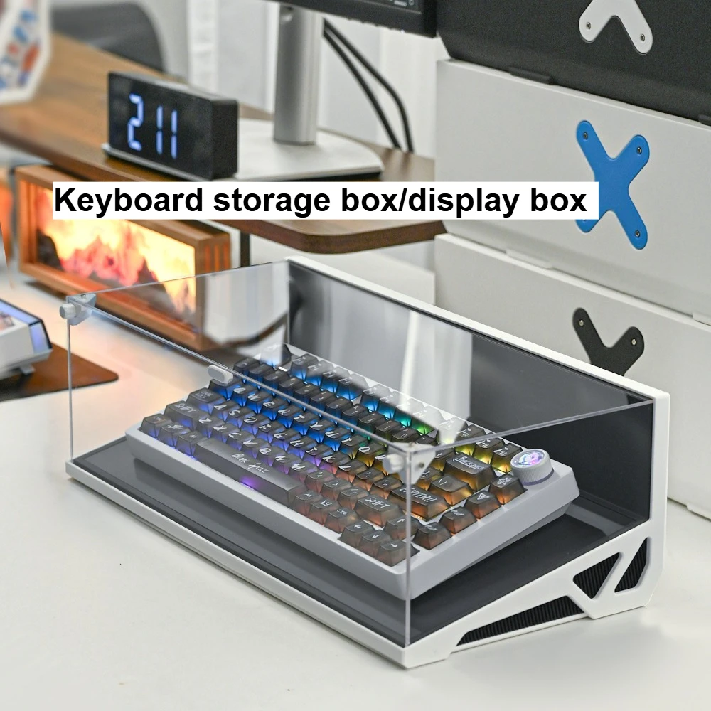 3D Transparent Keyboard Storage Box Custom Acrylic Keyboards Display Box 60/65/80% Desktop Keyboard Dust Case Cabinet Accessory