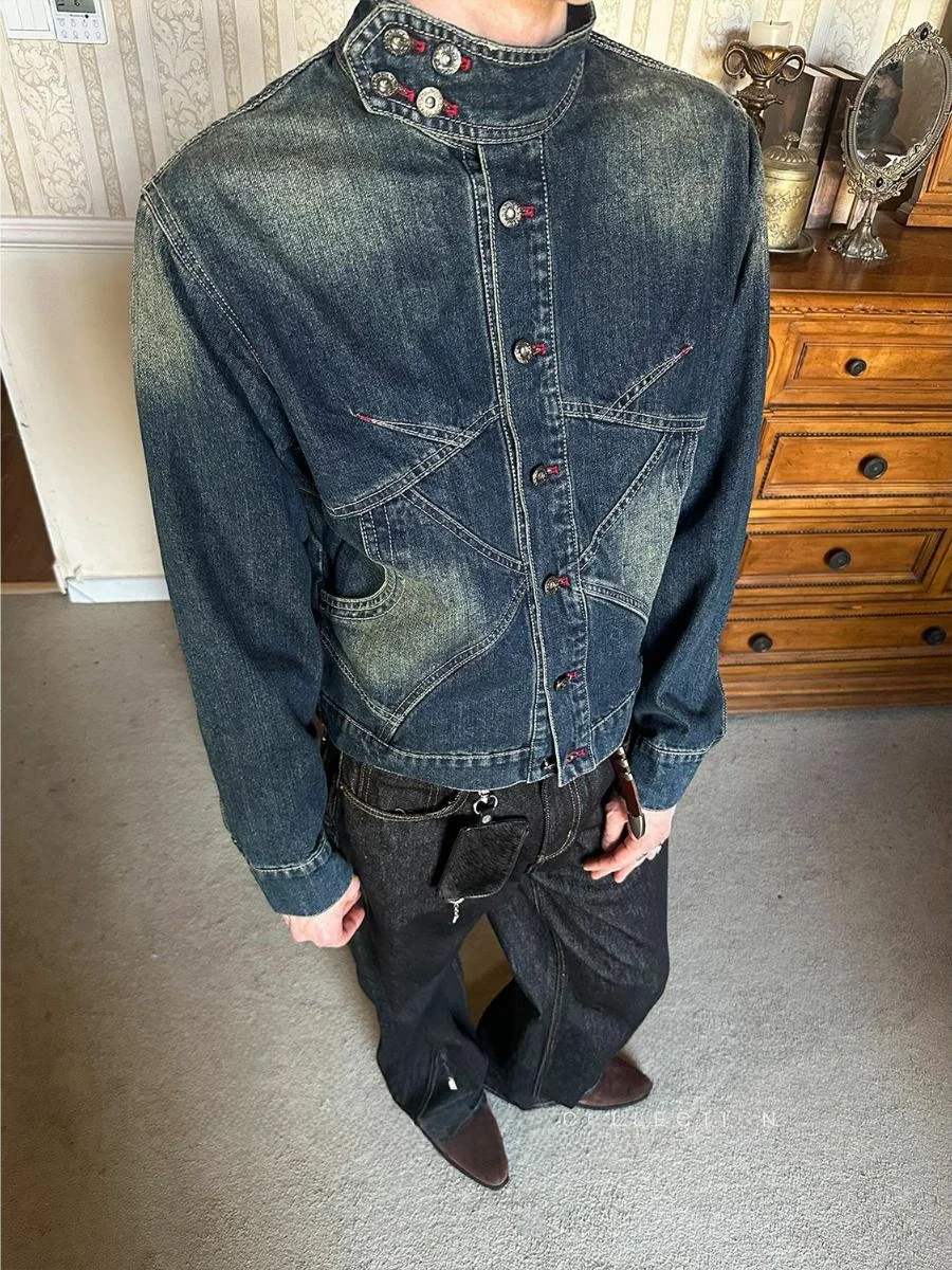 

Waed Vintage ort Version Harrington Jaet Thin Outerwear MADEEXTREME Brand Loose Fit Denim Fabric for Teen Boys Autumn S...