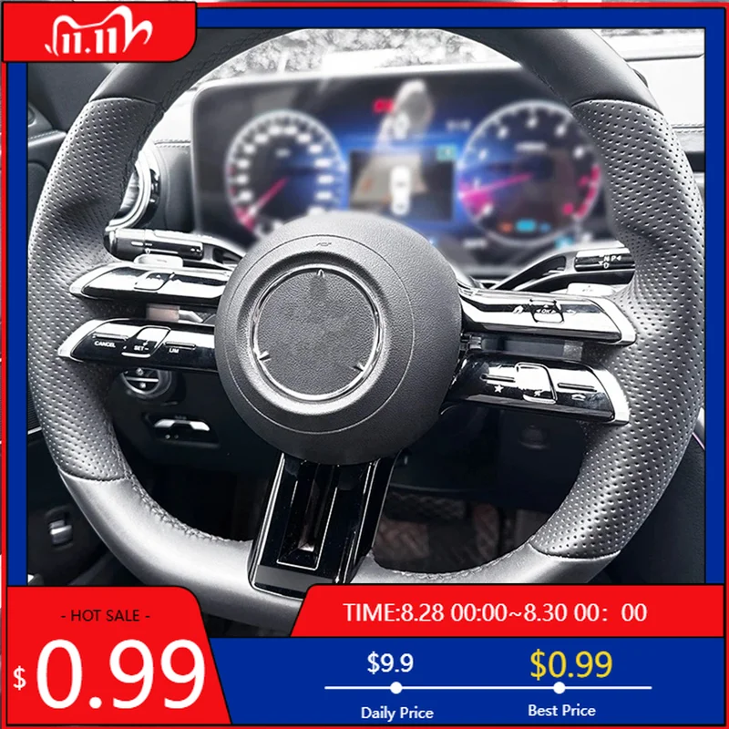 

Interior Stickers Car Black Steering Wheel Cover Trim Frame For Mercedes Benz C E S Class W206 W213 W223 AMG Style 2021-2022 Rep