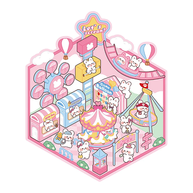 1 Set DIY Capybara Animal 3D Landscape Stickers Miniature Cottage Scene Stacking Adhesive Handmade Stickers Kids Cute Gift