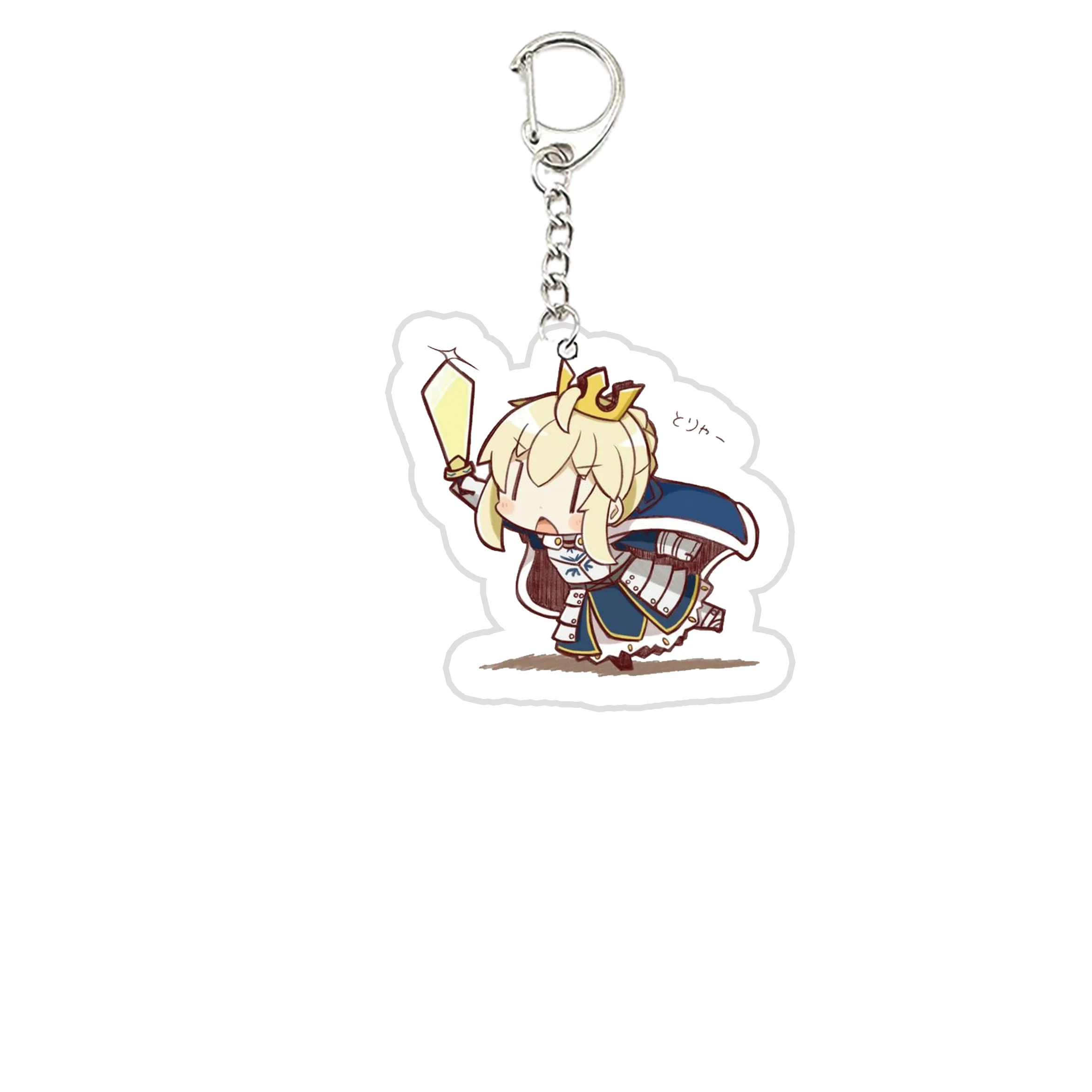 Acrylic Fate Stay Night Keyring Key Chains Cute Artoria Pendragon Saber KeyChain Pendant KeyRing for Accessories Bag Fans Gifts