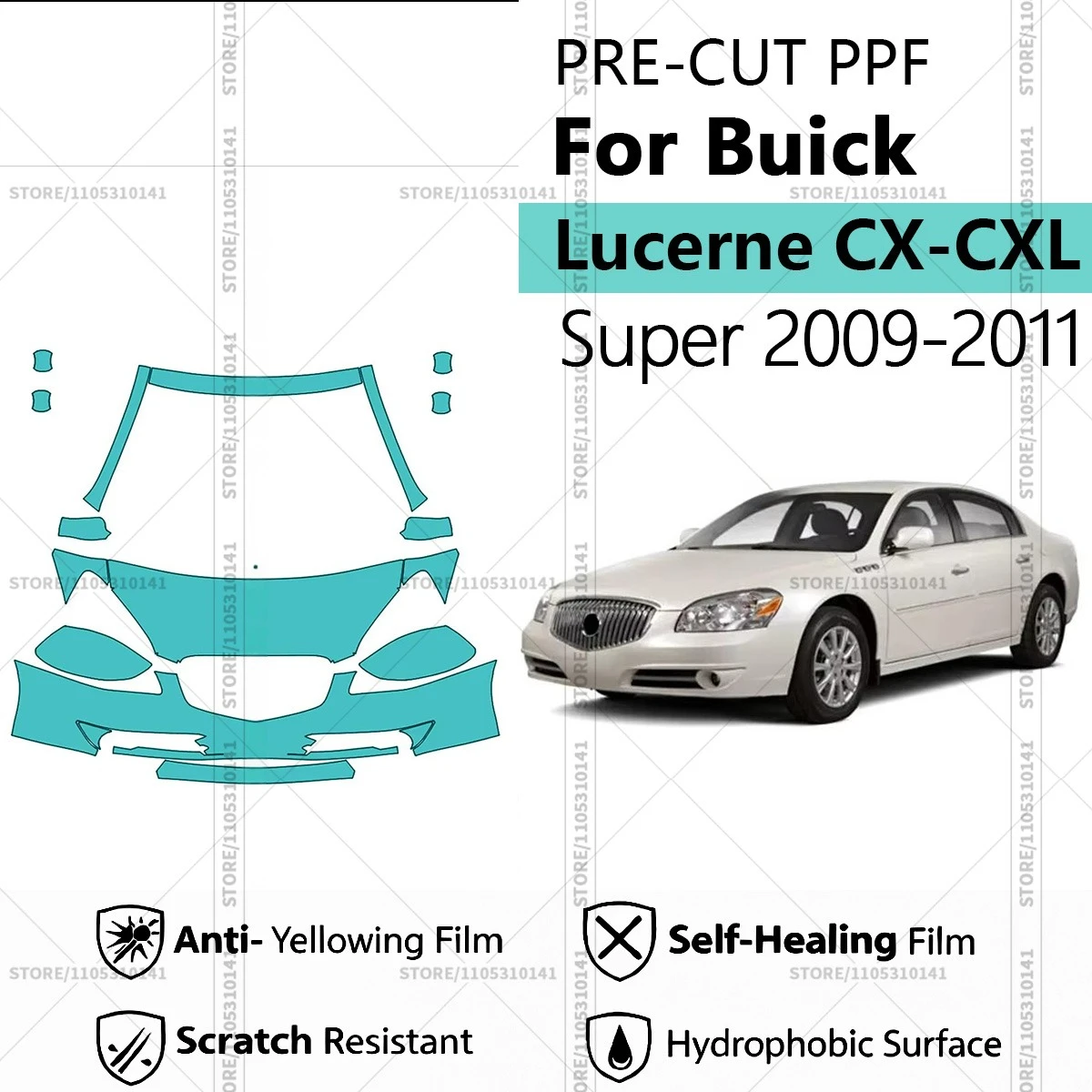 

For Buick Lucerne CX-CXL-Super 2009-2011 Pre-Cut Paint Protection Film PPF Transparent Car Film Professional Automotive PPF