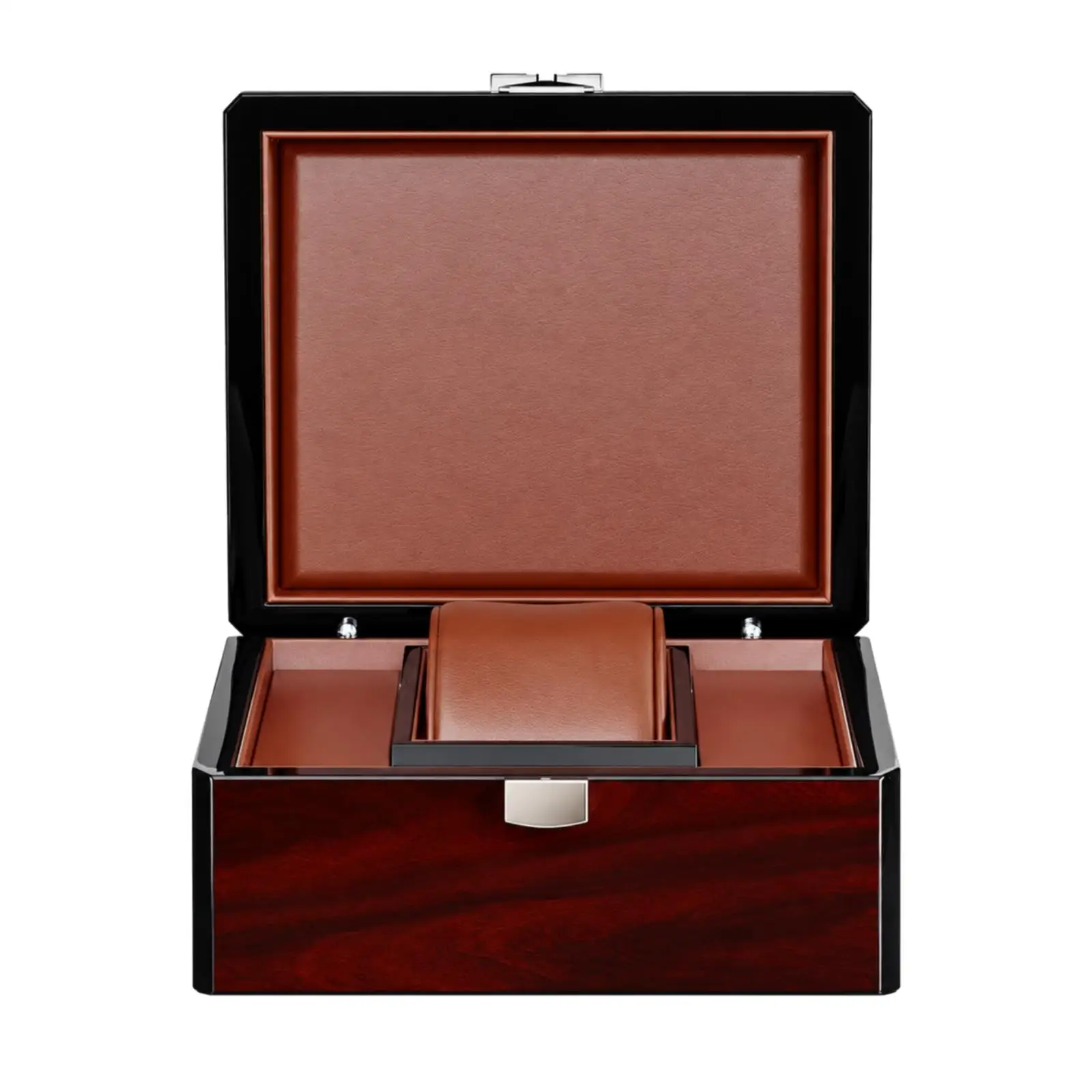 Wooden Jewelry and Watch Storage Box Multifunctional Wooden Watch Box with Padded Cushion Elegant Wood-Grain for Dresser
