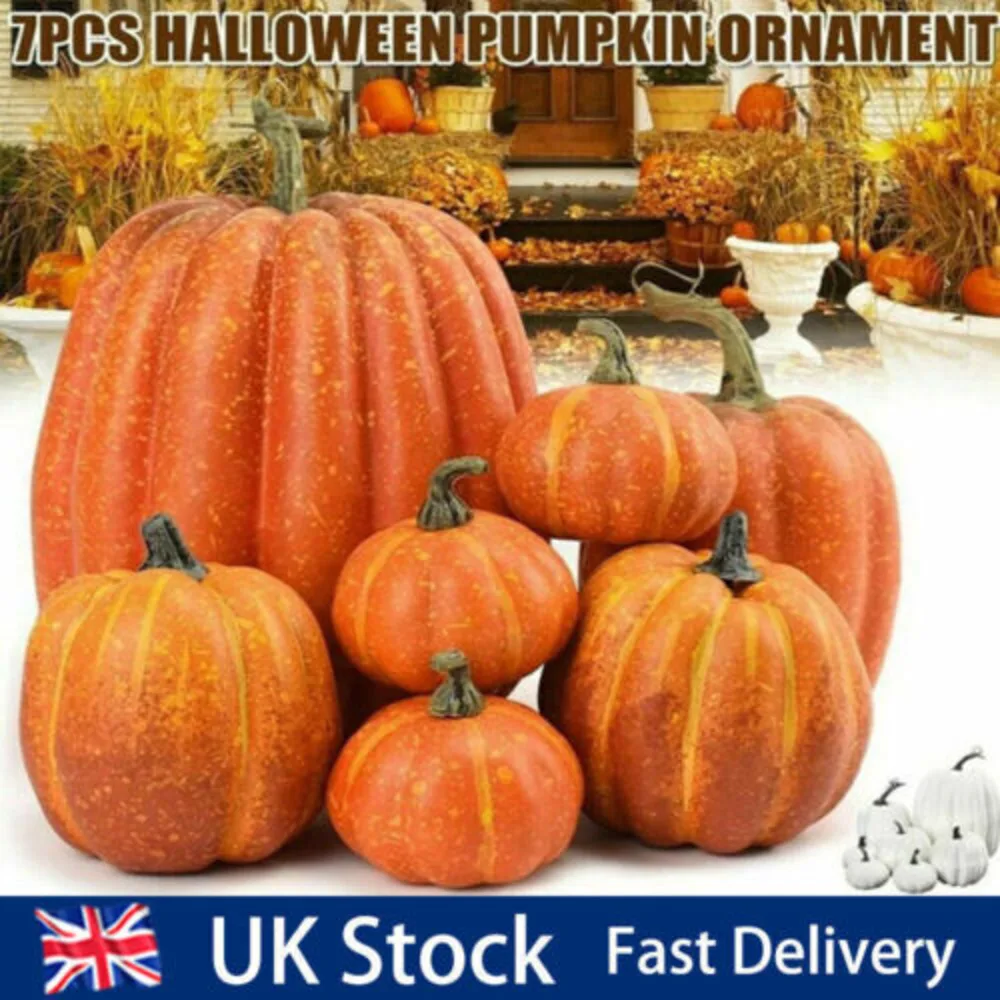 7PCS Large Artificial Foam Pumpkin Simulation Props Halloween Decorations Party