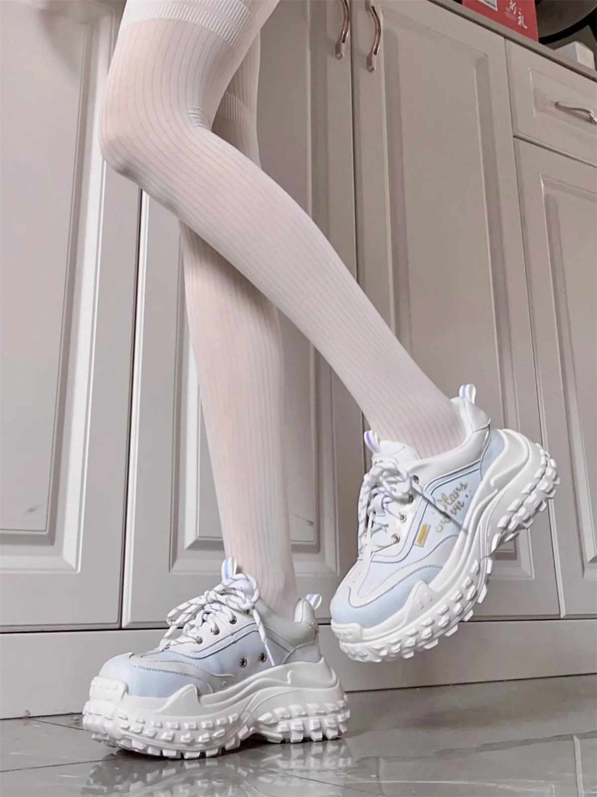 

Japanese Sweet Fashion Style Girls Shoes Round Head Thick Bottom Letters Lacing Strap Student Cute Comfortable 6cm Sports Shoes