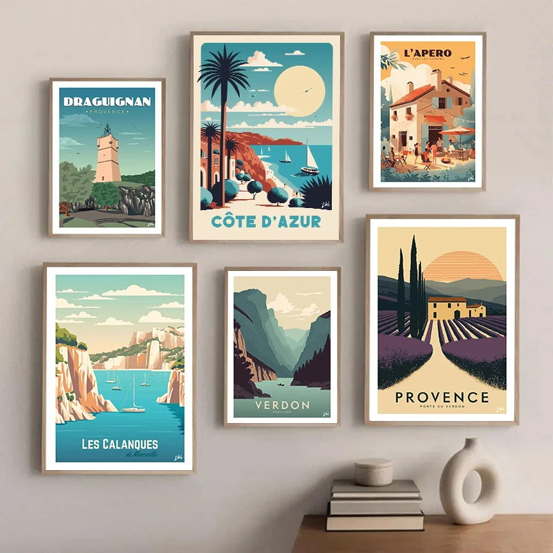 

Retro France Travel Marseille Petanque Verdon Poster and Prints Diamond Painting Wall Art Pictures for Living Room Home Decor