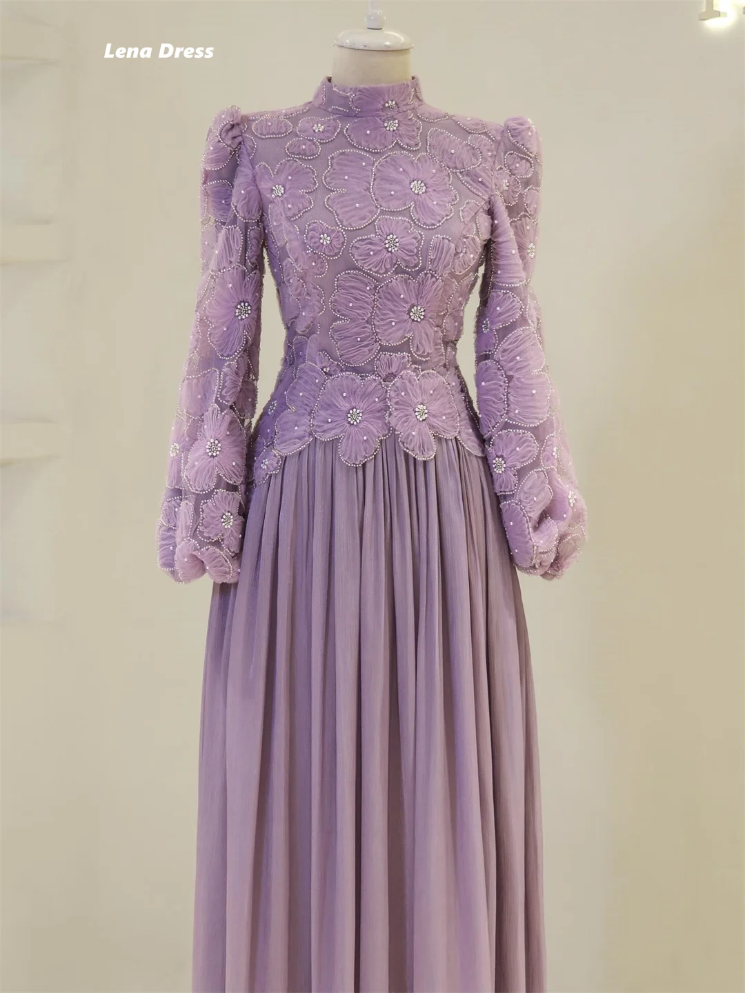 Lena Maßgeschneiderte Ballkleider 2025, luxuriöses Ballkleid mit langen Ärmeln, sehr luxuriöse Abendkleider, hochwertige, hochwertige Party