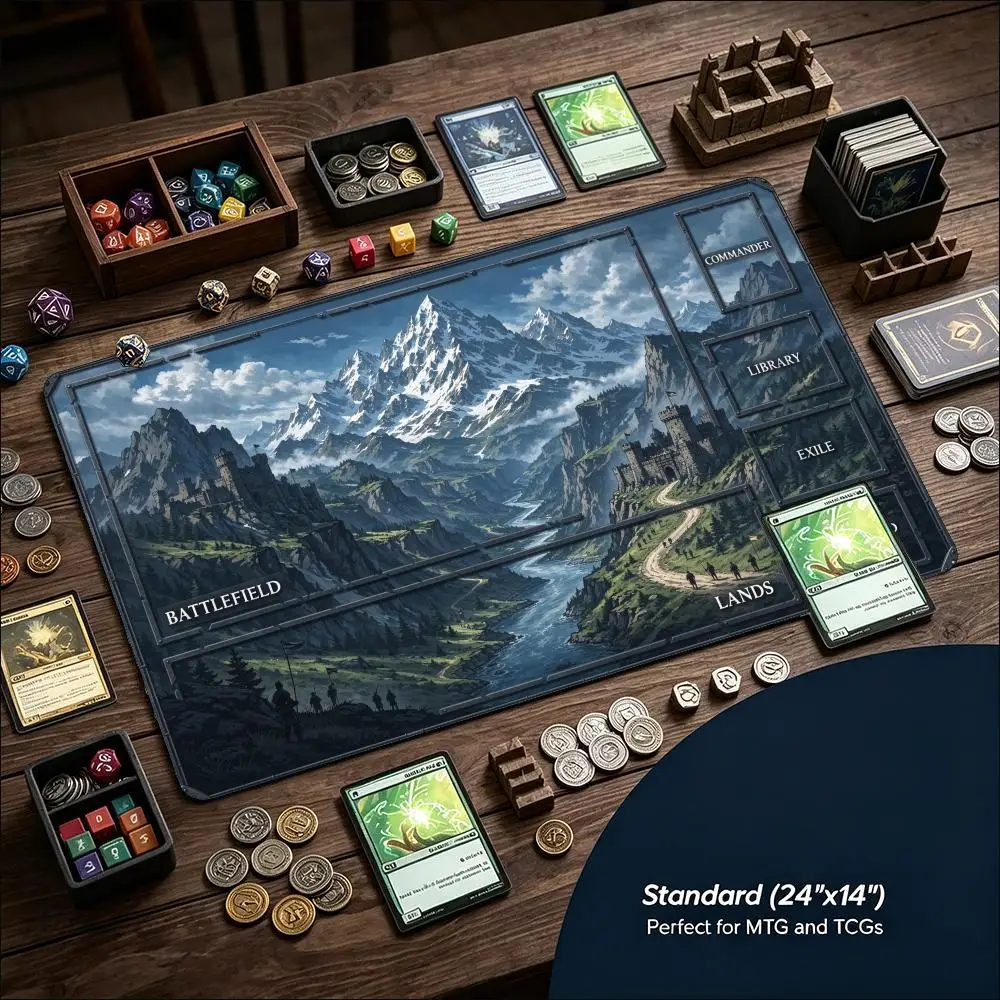 Floating Castle TCG Playmat Large Table Game Mat Anti Slip Rubber Trading Card Game Mat For Tabletop Card Gaming Desk Setup
