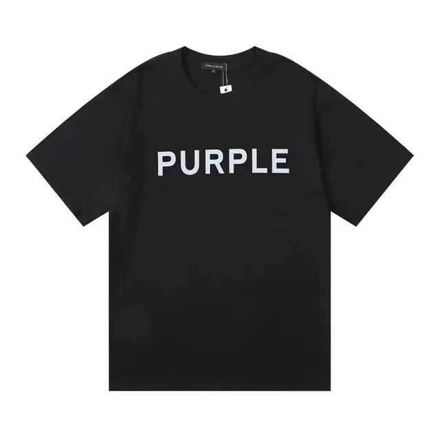 2024 Summer Classic Purple Letter Printed T-shirts Men's Short Sleeve Top Trendy Street Unisex Hipster Cotton T-Shirt Clothing