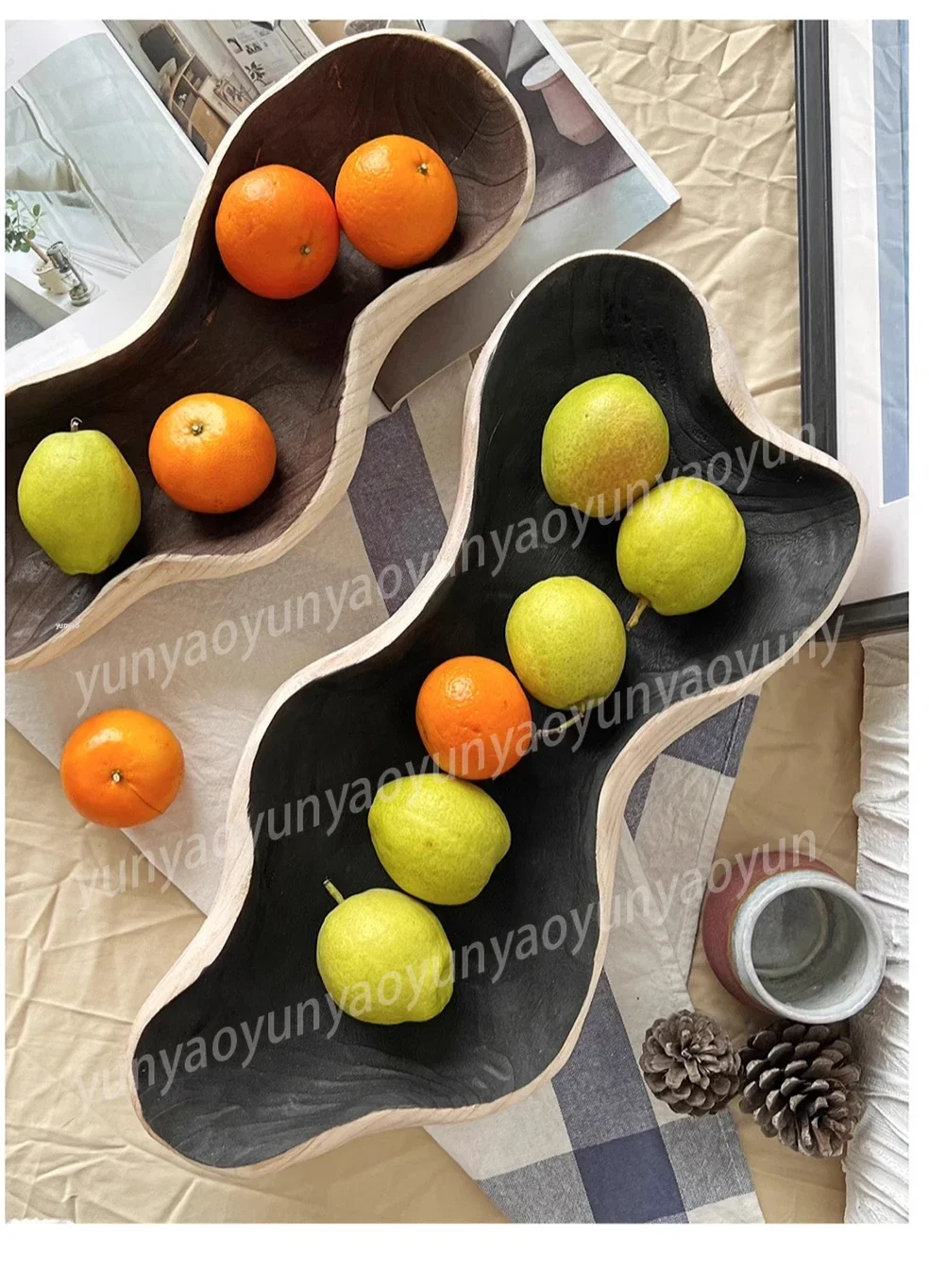 Log Fruit Tray Decorative Tray Exquisite
