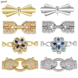 JUYA Copper Zirconia Clasps Connector Fasteners For DIY Jewelry Making Needlework Pearl Bracelet Necklace Supplies Accessories