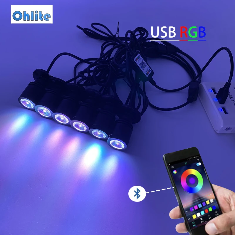 

Dimmable LED Smart Bluetooth APP Control RGB Led Downlight for Wine Counter Display Kit Garage Display Case Shelf Mini Spotlight