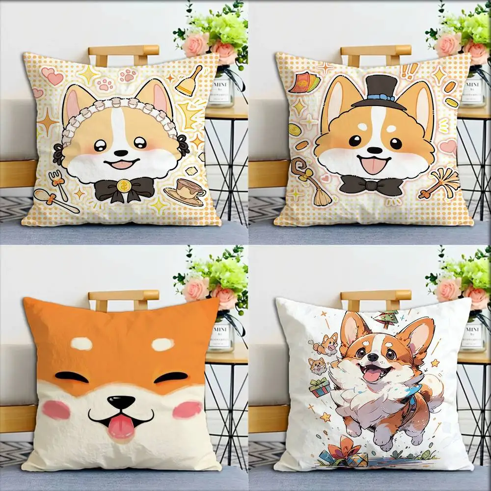

cute Corgi World Various Sizes Square Pillow Case For Car Home Bedchamber Decor