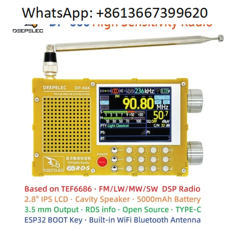 

DEEPELEC DP-666 High sensitivity color screen radio Full-band FM high sensitivity AM FM short wave Support multiple languages