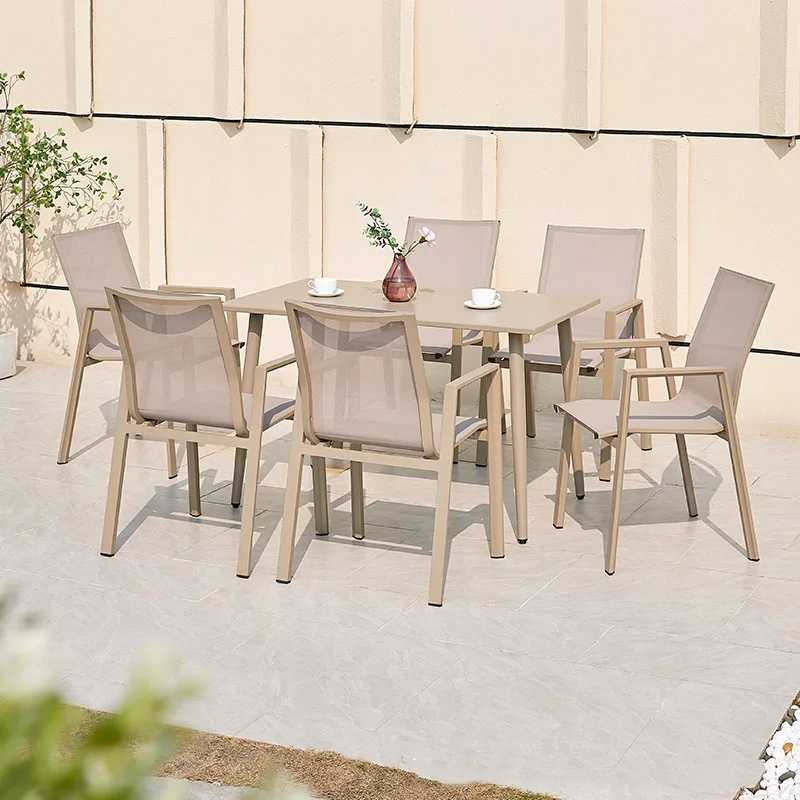 

# Modern Luxury Aluminum Outdoor Garden Furniture Stainless Steel Patio Bistro Restaurant Table Dining Chairs