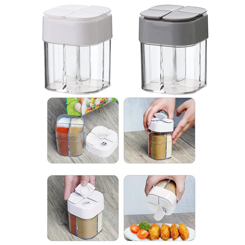 Barattolo per condimenti agitatore per sale e pepe scomparto per Dispenser di spezie trasparente con coperchi contenitore per condimenti per barbecue da cucina all'aperto