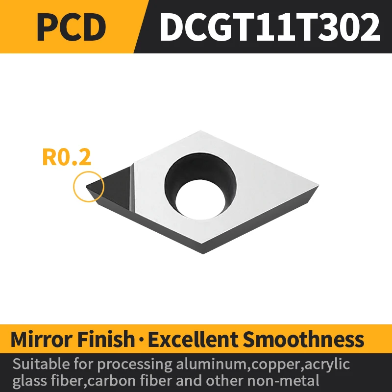 PCD Diamond Insert DCGT070202 DCGT11T302 DCGT070204 11T304 For Aluminum Alloy End Mill Tool CNC Cutter Lathe Turning Tool Blade