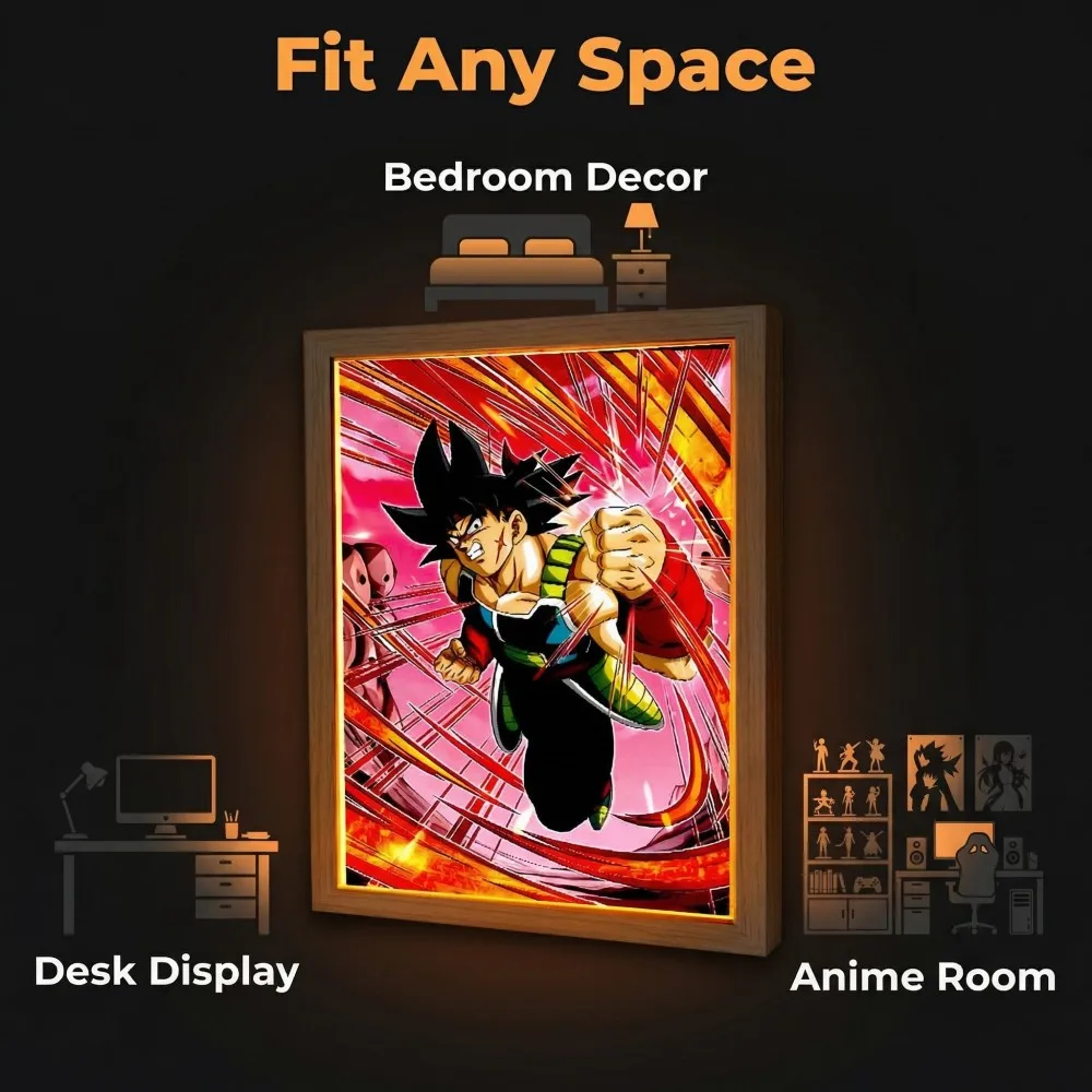 

Светящаяся настенная картина-светильник «Аниме: Супер Сайян» со светодиодной подсветкой, рамка для картины, прикроватный настенный светильник для спальни, креативное украшение