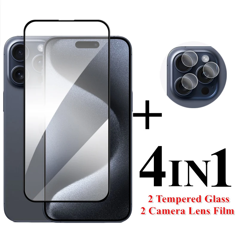 

For iPhone 15 Pro Max Screen Protector 6.7 inch Full Cover Glass For iPhone 15 Pro Max Tempered Glass iPhone 15 Pro Plus Film