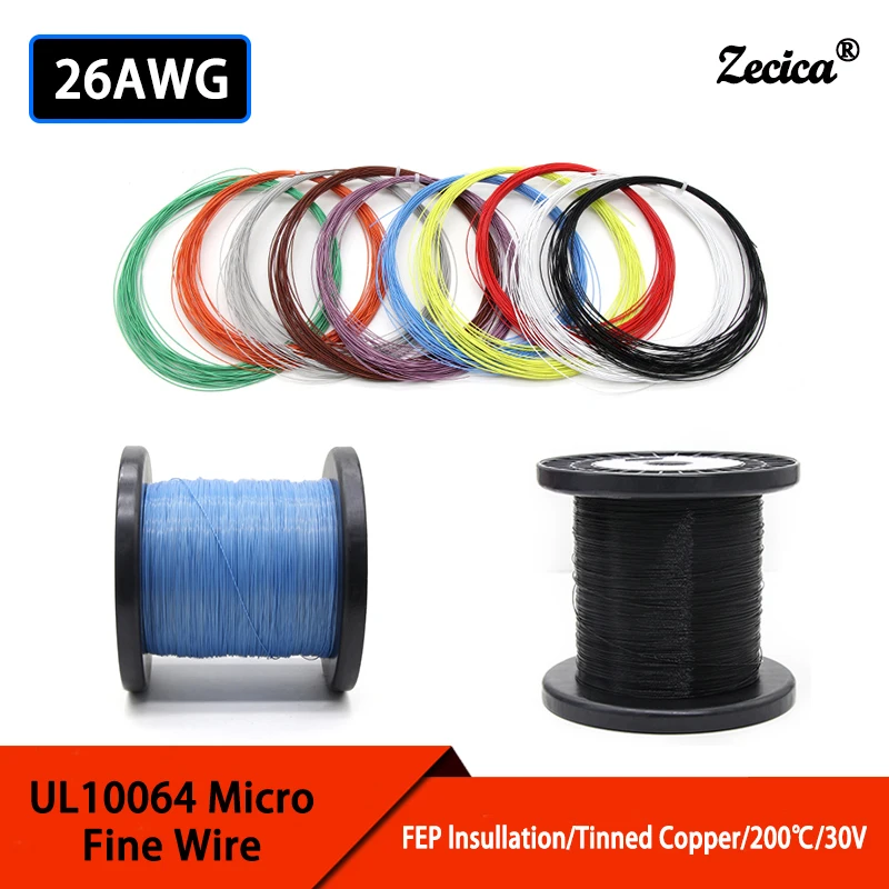 26AWG UL10064 PTFE Wire 5~500m Ultra Fine Micro Litz Insulation Tinned Copper Wire Plastic Solder High Conductivity Copper Cable